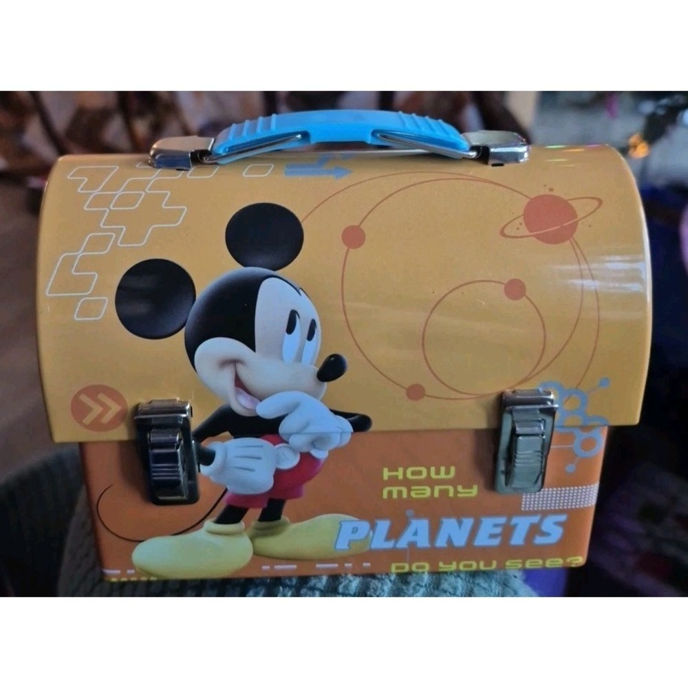 Mickey Mouse Small Tin How Many Planets 6 inches long 2 inches wide 3 1/2 high - Picture 3 of 6